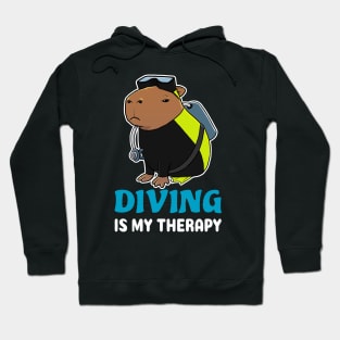 Diving is my therapy cartoon Capybara Hoodie